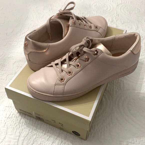 MICHAEL Michael Kors Shoes - MK IRVING LACE UP LEATHER SOFT PINK SNEAKERS